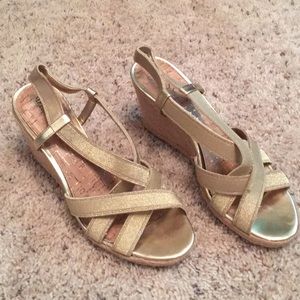 Gold Merona wedge sandals